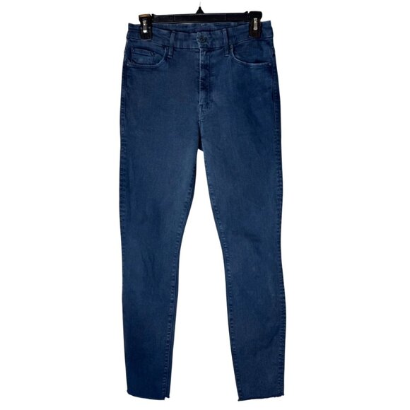 Mother Jeans Women 27 Blue Midnight‎ Denim High Waisted Looker Ankle Fray - Picture 2 of 14